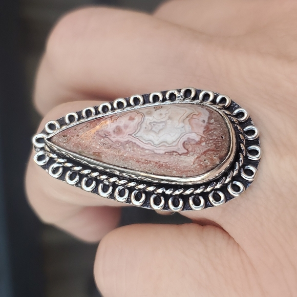 New Crazy Lace Agate 925 Silver Ring. - Picture 5 of 12